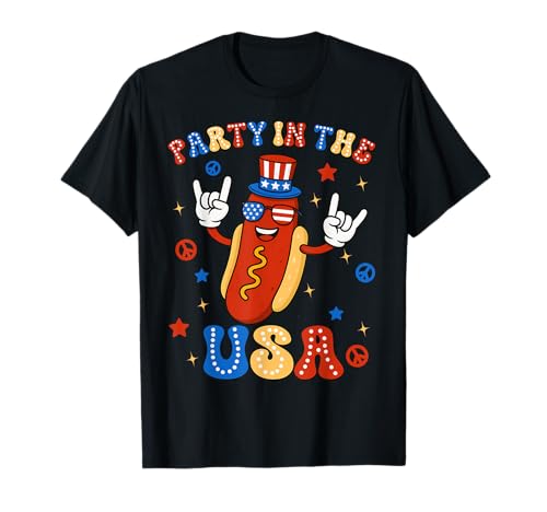 4th Of July Party In The USA HotDog Lover USA Flag Men Women T-Shirt