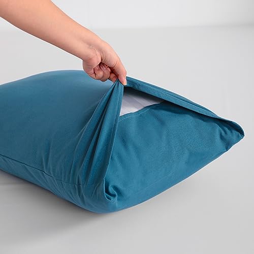 FLXXIE Microfiber Pillow Cases Standard Size, Soft Pillowcases with Envelope Closure, Wrinkle, Stain Resistant Pillow Covers, 20x26, Teal