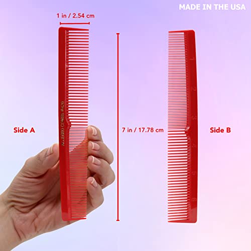 Allegro Combs 420 Hair Stylist Barbers Cutting Combs Beard Comb Mustache Mens Women Toddler Boys Braiding Hair Parting Usa 3 Pc. (Red) #TOP1