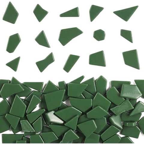 Youway Style Glass Mosaic Tiles for Crafts,200g Broken Glass Pieces for Crafting,Green Glass Tiles Perfect for Mosaic Art Crafting Supplies and Garden Kit Decor Cover