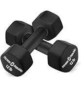 Fitness Republic Neoprene Dumbbell Set of 2, Non-Slip, Hex Shape, Free Weights Set for Muscle Ton...