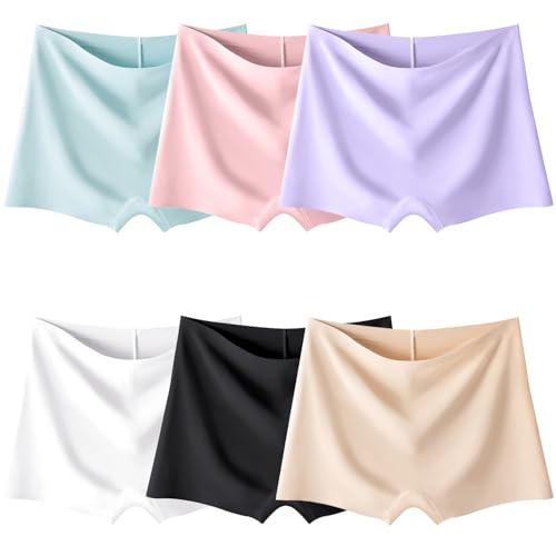 Sunvivid Teenager Mädchen Boxershorts Nahtlose Unterhosen Atmungsaktive Unterwäsche Schnelltrocknend Unsichtbar Panties Höschen für Unter Röcken Kinder 8-18 Jahren - 6er Pack
