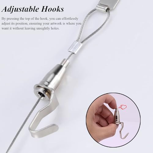 Adjustable Ture Hanging System for Home - Customizable Wall Decor & Mirror Hanging Hardware, Perfect for Living Room (6.5"/2m Cable, Small)