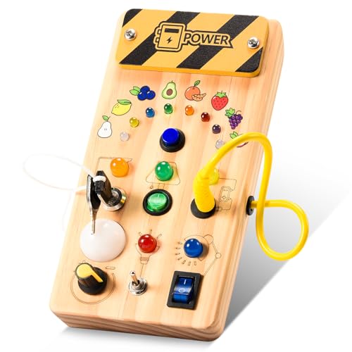 Toddler Busy Board Montessori Toys for 1 2 3 4 Year Old,Educational Light Switch Sensory Toys for Kids,Fidget Board Airplane Travel Toys for Baby Toddlers 18-36 Month,Gifts for Birthday Christmas