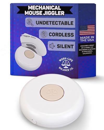 Ultra Compact Mouse Jiggler - No USB, Undetectable Cordless Wireless Device, No Software | Mechanical Mouse Mover Keeps PC Laptop Computer Awake, Silent Automatic Wiggler for Remote Work