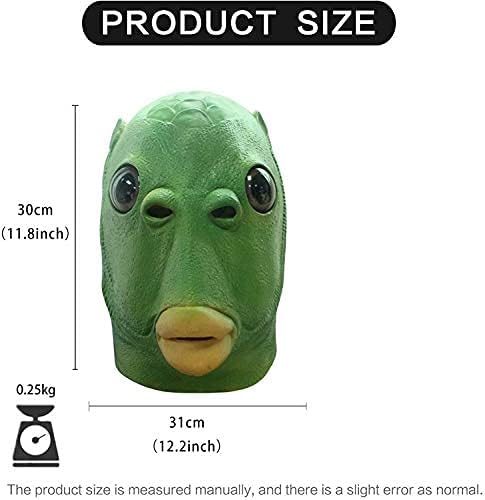 Miniatura 5 de Molezu Disfraz de Halloween Pescado Cabeza de Fiesta Máscara Verde Adulto Animal Cosplay Prop Máscaras de Látex