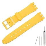 Lijinlan Replacement Silicone Band for Swatch 17mm 19mm 20mm, Waterproof Wristband Watch Strap for Swatch (19mm, Yellow)