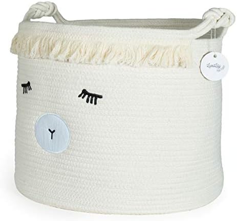 Woven Baby Basket for Nursery - Cute Lamb Baby Laundry Basket for Blankets, Stuffed Animal Toy Basket Storage with Handles, Large Decorative Baby Hamper Basket for Organizing Baby Shower