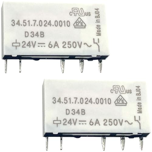 2-Pack 34.51.7.024.0010 Relay – 24VDC 6A 5-Pin SPDT Industrial Relay – Compatible with Select PLC Panels & HVAC Systems – Fixes Error Code E05