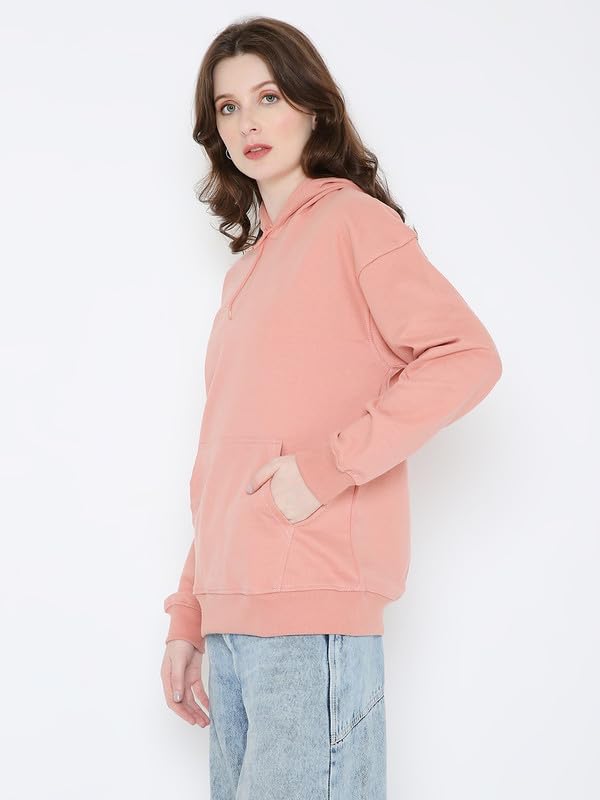 Image of BE SAVAGE Women's Solid Full Sleeves Cotton Hoodie