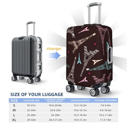 Eiffel Tower Print Luggage Cover Elasticated Suitcase Covers TSA Approved Stylish Scratch Washable Resistant Case Protector for Kids and Adults4