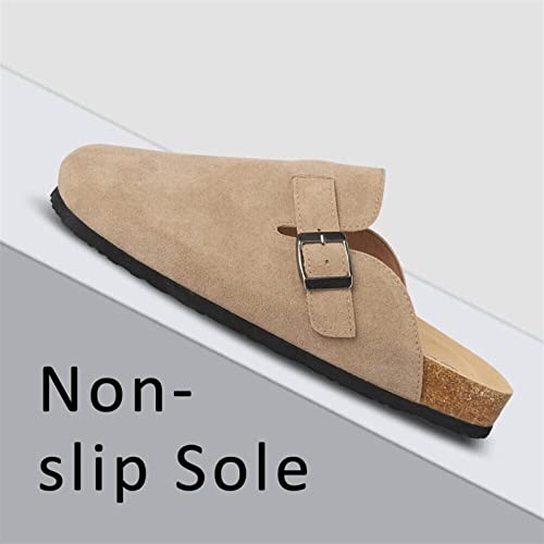 Boston Suede Clogs For Women Men Dupes Unisex Arizona Delano Slip-On Potato Shoes Footbed Cork Clogs And Mules (Color : Apricot, Size : 7 Women/5.5 Men) #TOP1
