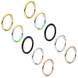 Vsnnsns 16G Stainless Steel Hinged Segment Clicker Nose Rings Hoops Septum Jewelry Lip Ring Hoop Car