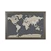 Earth Toned World Push Pin Travel Map with Barnwood Gray Frame and Pins 24 x 36