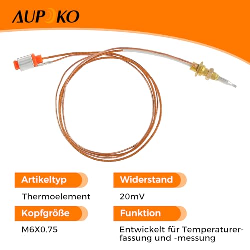 SURIEEN 60cm Gas Thermoelement M6x0.75 Universal Kamin Teile Für Kamin Gasherd Heizung Brenner
