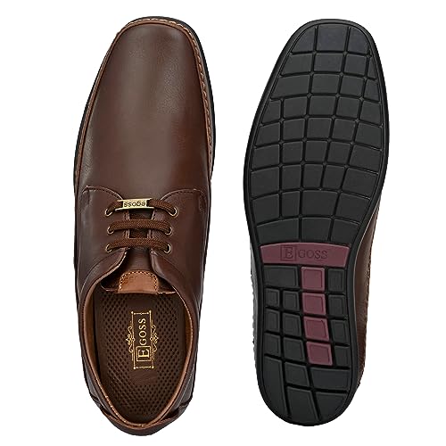 Image of egoss Derby Formal Shoes for Men | Genuine Leather | Stretch Fit | Comfortable & Stylish | Ideal for Office & Tusiness Wear - GS-247