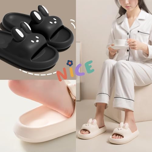 Cute Bunny Women's Cloud Pillow Slides Open-Toe Soft Kawaii Sandals Non-Slip Slippers Bathroom Indoor & Outdoor4