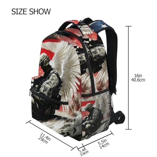 Soldier America Wing Backpack Daypack Shoulder Bag Book Bag Lightweight Back Pack 12 ×16.9 Inch4