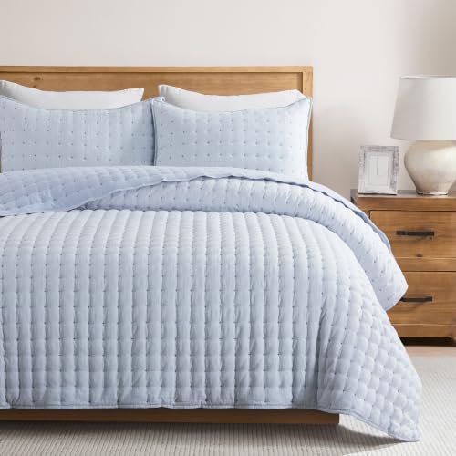 Image of WDCOZY Cloud Soft Quilt Set, Twin Size, Chambray, 2 Pieces 68x90 inches
