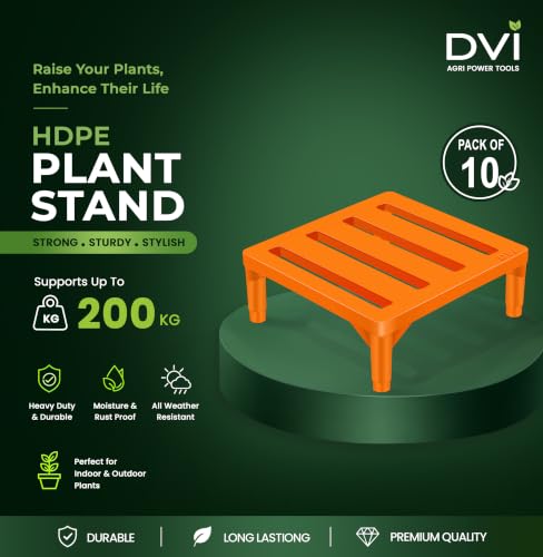 Image of DVI Heavy Duty Orange Plant Stand | Pack of 10 | Strong, Durable, Rust-Proof | Supports Up to 200 Kg | Indoor & Outdoor Use | Pot Stand for Big Size Plants | All Weather Resistant Pot Stand