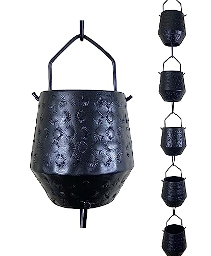 Harmony Cups Rain Chain 8.5 ft with Installation Kit, Black