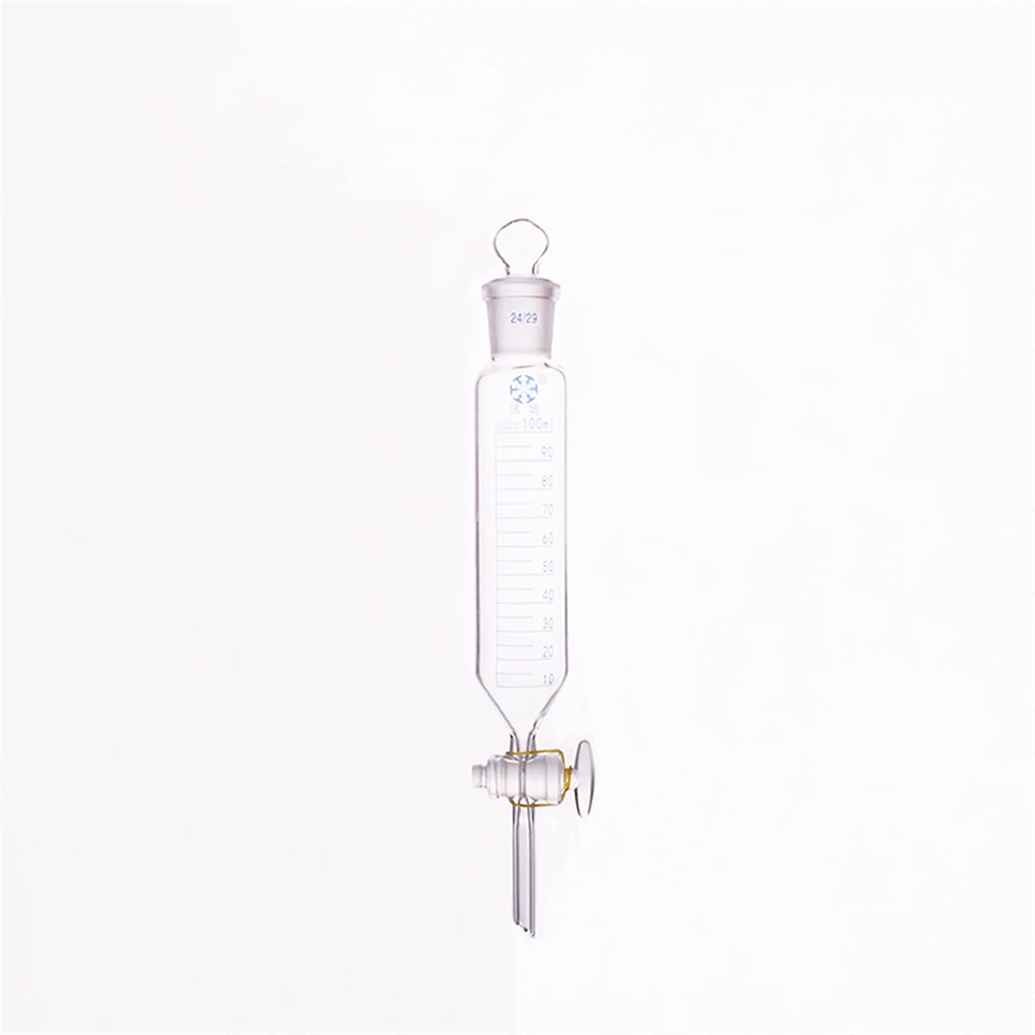 Lab Funnel Separatory Funnel Cylindrical Shape,Standard Ground Mouth.Capacity 100ml,Joint 24/29,Glass Switch Valve