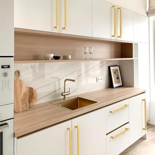 Talentedeco 10 Pack Brushed Gold Knurled Cabinet Pulls 10 Inch(254mm) Kitchen Cabinet Handles Cabinet Hardware for Drawer Pulls by Talentedeco - Used condition - Image 4