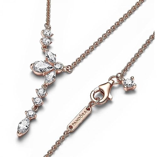 Pandora Sparkling Herbarium Cluster Drop Collier Necklace - Adjustable Necklace with Lobster Clasp - Great Gift for Women - 14k Rose-Gold & Clear Cubic Zirconia - 17.7", No Gift Box2