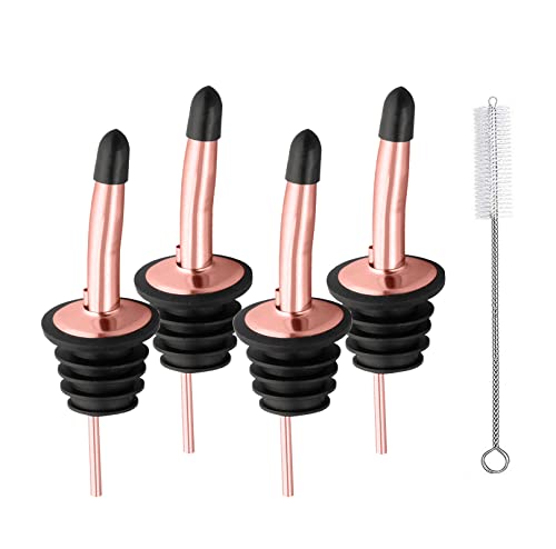 WAFJAMF 4 Pcs Rose Gold Stainless Steel Liquor Pour Spouts Bottle Pourers