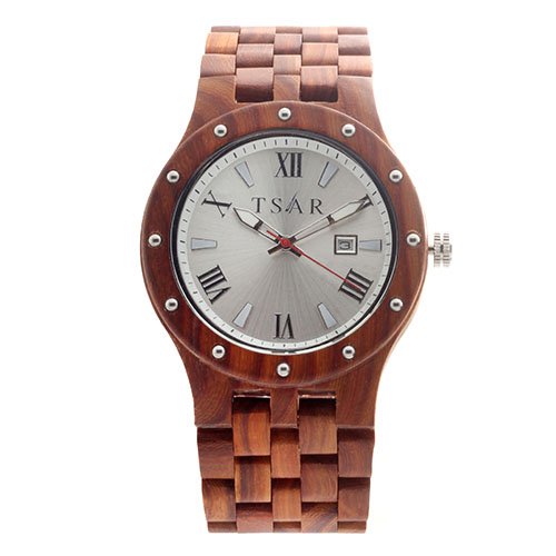 TSAR Wooden Silver Dial Men's Wood Watch - Quintet