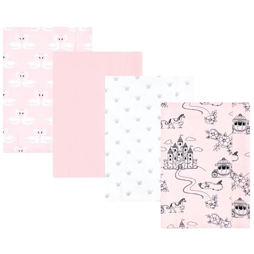 Image of Hudson Baby Unisex Baby Cotton Flannel Burp Cloths, Fairytale Princess, One Size
