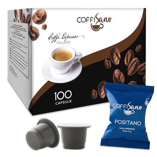 COFFISANO 100 Capsule di Caffè Compatibili con Nespresso Miscela Positano - Espresso Monodose Italiano, Gusto Ricco e Aroma Intenso