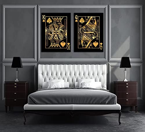 Playing Cards Office Wall Decor, Poker King And Queen Wall Art Pictures Posters Print On Canvas Modern Artwork For Living Room Bedroom Bathroom Home Decorations Framed Ready To Hang(24''W X 32''H X2) #TOP4