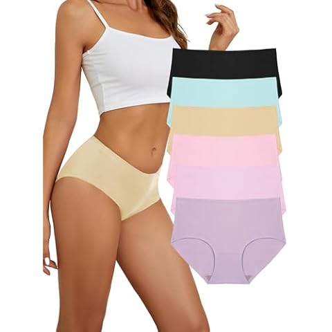 Bolivelan Women's Seamless Bikini Underwear Mid Rise No Show Soft Cheeky Ladies Underwear for Women 6 Pack US 6 Multicolor Cover
