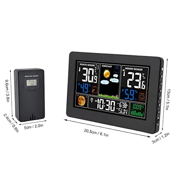 Multifunctionele Weermonitorklok - Wekker met Hoge Nauwkeurigheid en Helder Display - Opladen Via USB en Groot Kleurenscherm - Perfect voor Gebruik Thuis en in de Klas (EU-stekker)
