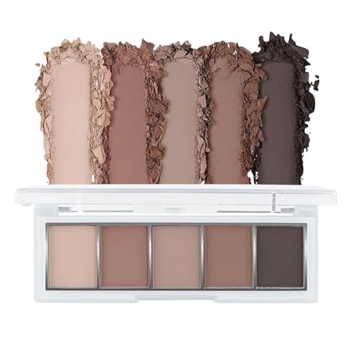 Yamobi 5 Colori Ombretto Opaco Palette, Set Occhi Smokey Neri, Neutro Nude Ombretto Smokey Palette, Mini Make-up per Look Naturali Quotidiani & Occhi Smokey (B)