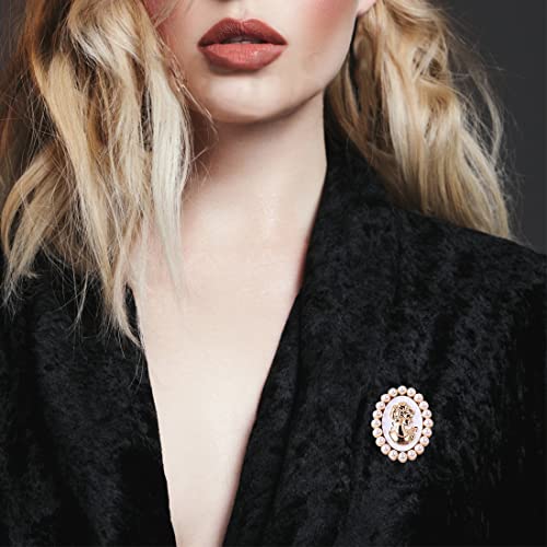 Image of lureme Vintage Elegant Victorian Lady Beauty Cameo with Crystal Brooch Pin (br000017)