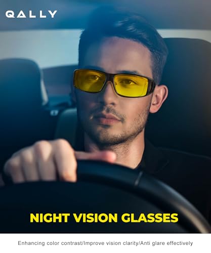 Night Vision Glasses, Fit Over Glasses Mens Womens, Wrap Around Anti Glare HD Night Vision Lens for Men Women2