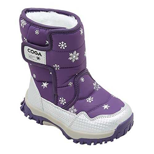 Image of Hopscotch Boys and Girls Cotton Printed Snow Boot in Purple Color