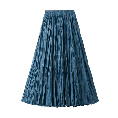 Womens Slim Long Skirts Elastic High Waisted A-Line Skirt Trendy Casual Pleated Skirts Swinging Flowy Fairy Skirt
