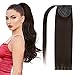22" Human Hair Ponytail Wrap Around Clip in Ponytail Hair Extensions for Women Dark Brown(#2) 100g/3.5oz