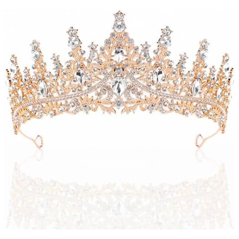BEAYFILY Tiara for Women, Crystal Queen Crowns, Rhinestone Princess Tiaras, Royal Hair Accessories Perfect for Birthday Decorations, Wedding Brides, and Halloween Cosplay (Gold) Cover