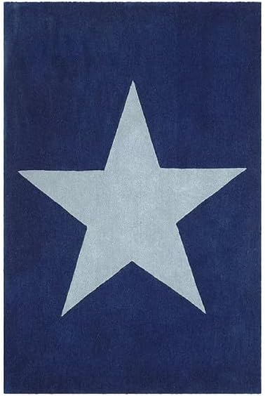 Kids Star Area Rug 9x12 ft | Soft Hand Tufted Blue Carpet for Kids Room Nursery Playroom