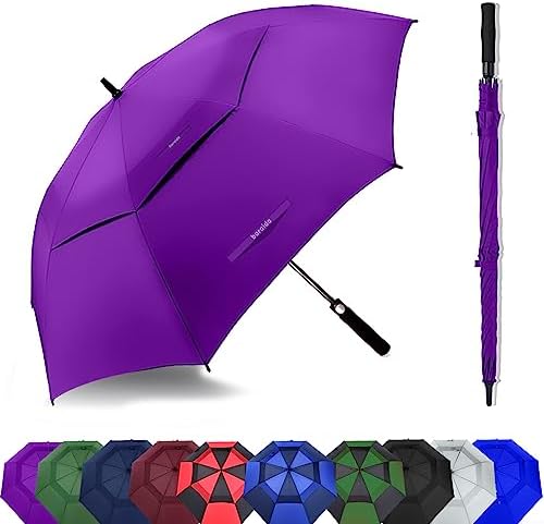 Baraida Golf Umbrella Large 62/68/72 Inch, Extra Large Oversize Double Canopy Vented Windproof Waterproof Umbrella, Automatic Open Golf Umbrella for Men and Women and Family.(62 inch, Purple)