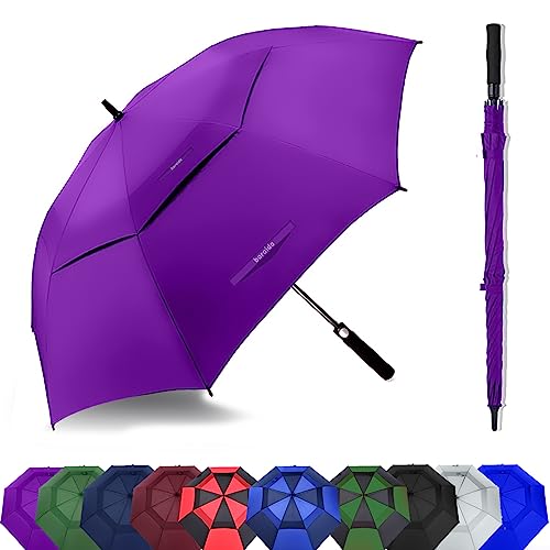 Baraida Golf Umbrella Large 62/68/72 Inch, Extra Large Oversize Double Canopy Vented Windproof Waterproof Umbrella, Automatic Open Golf Umbrella For Men And Women And Family.(62 Inch, Purple) #TOP4
