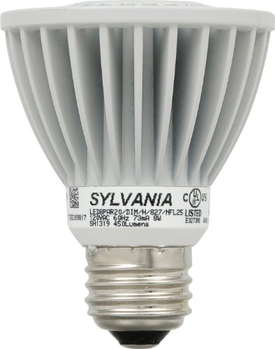 SYLVANIA Ultra LED PAR20 Lamp / Dimmable LED Light Bulb direct replacement for 50W Halogen narrow lights / Medium base E26 / 8 Watt / 2700K – soft white