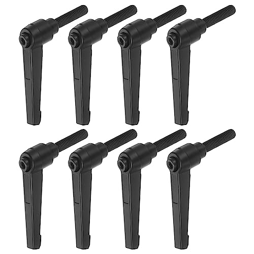 HARFINGTON 8pcs Adjustable Clamping Lever Handles M8 x 32mm Male Thread Bolt Knobs Rotating Screw Locking Quick Release Ratchet Push Button Handle, Black
