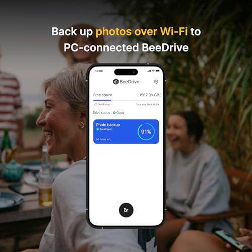 Image of Synology BeeDrive 1TB │ Simultaneously Back up Windows Files & iOS /Android Photos │ Transfer Files from Smartphone to PC Over Wi-Fi