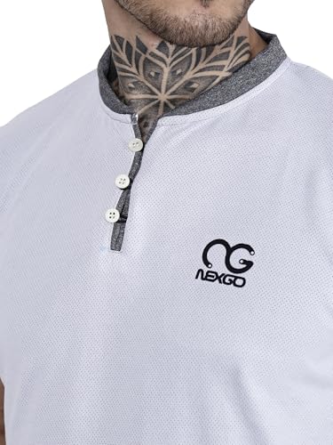 Image of Regular Fit Mandarin Collar T-Shirt Tee for Men & Boys White
