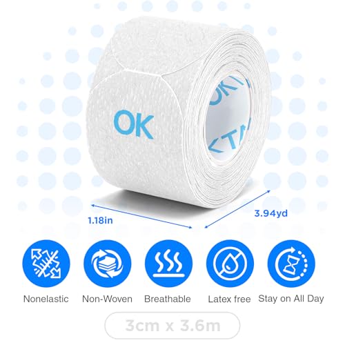 Image of OK TAPE Pre-Cut Blister Bandages for feet | Blister Prevention Tape for Feet, Fingers, Toes | 1.2in x 3.5in,White,40pcs